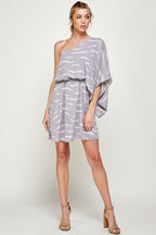 Printed One Shoulder Short Dress