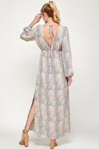 Long Sleeve Animal Print Maxi Dress