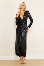 Long Sexy Semi Formal Metallic Dress