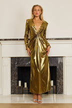 Long Sexy Semi Formal Metallic Dress