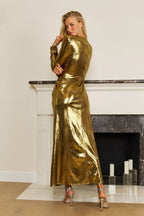 Long Sexy Semi Formal Metallic Dress