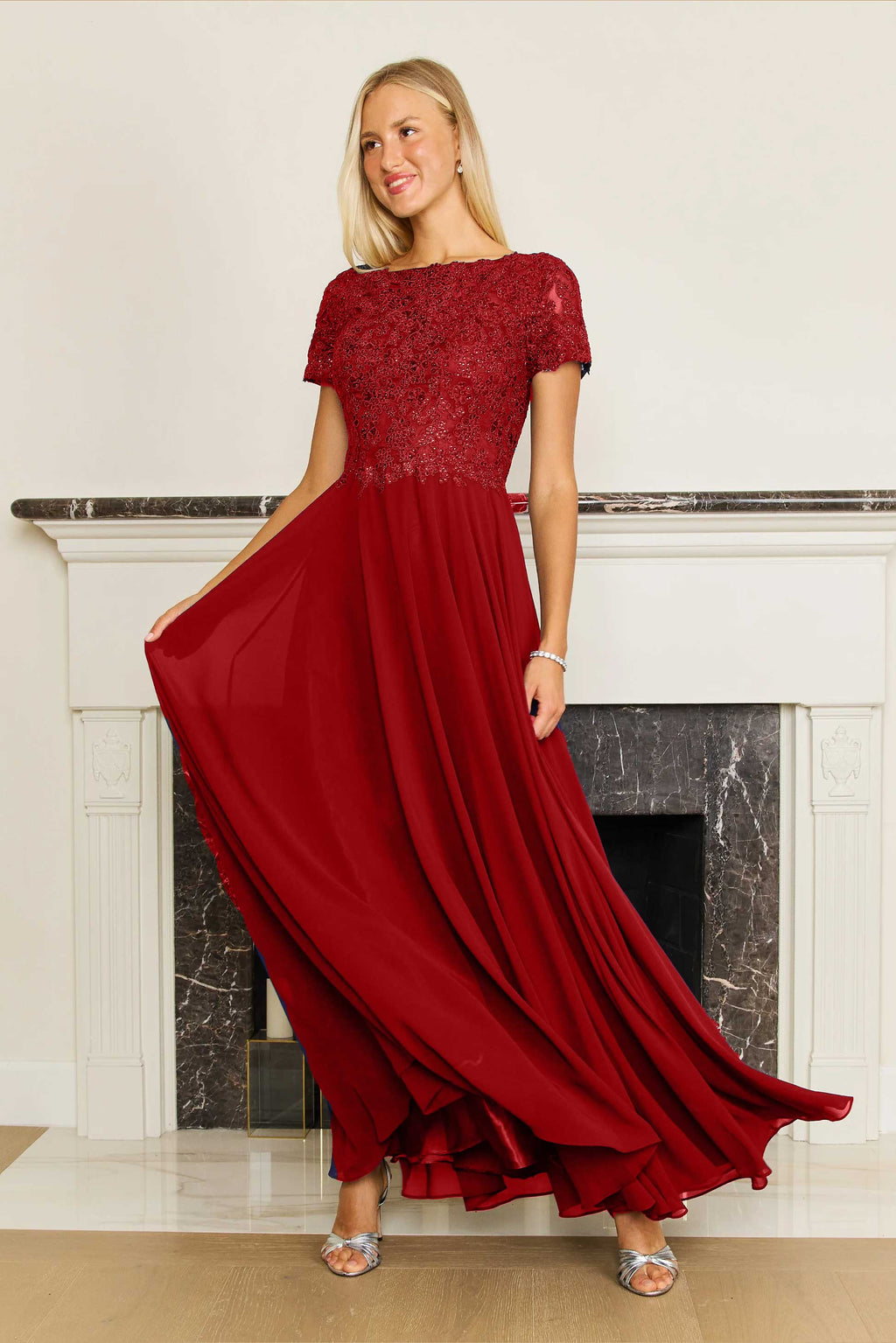 Short Sleeve Mother Of The Bride Evening Dress