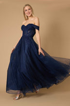 Long Off Shoulder Corset Formal Dress