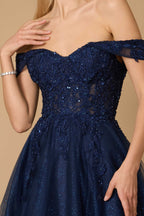 Long Off Shoulder Corset Formal Dress