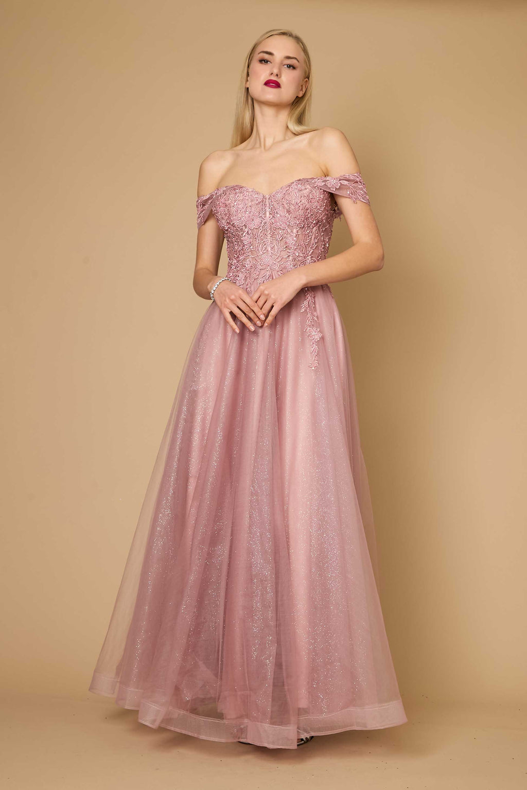 Long Off Shoulder Corset Formal Dress